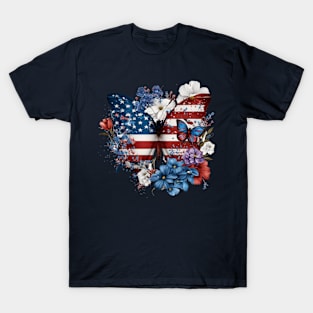 Patriotic Butterfly, 4th of July Design T-Shirt